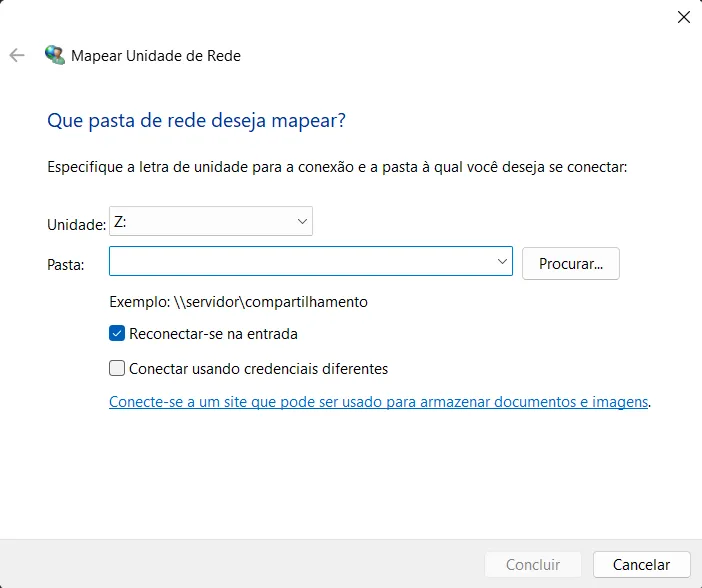 tela de configuração do windows